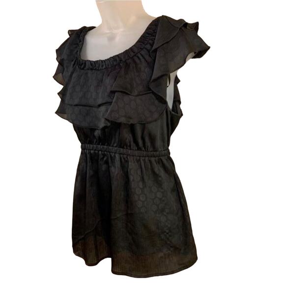 Y2K Ruffle Layer Blouse Feminine Whimsigoth Flounce Polka Dot Fairygoth Chiffon - Picture 4 of 8